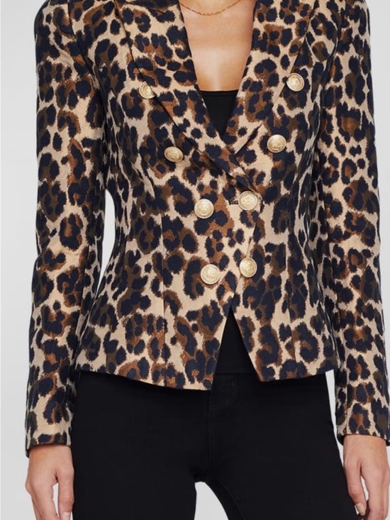 L'AGENCE Jackets & Blazers - L’AGENCE BETHANY STRUCTURED SHOULDER JACQUARD LEOPARD PRINT BLAZER- NEW-SIZE 4